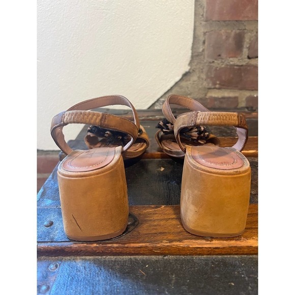 Zara Pom Pom Suede Block Heel  Sling Back Shoes 6 - Picture 7 of 9